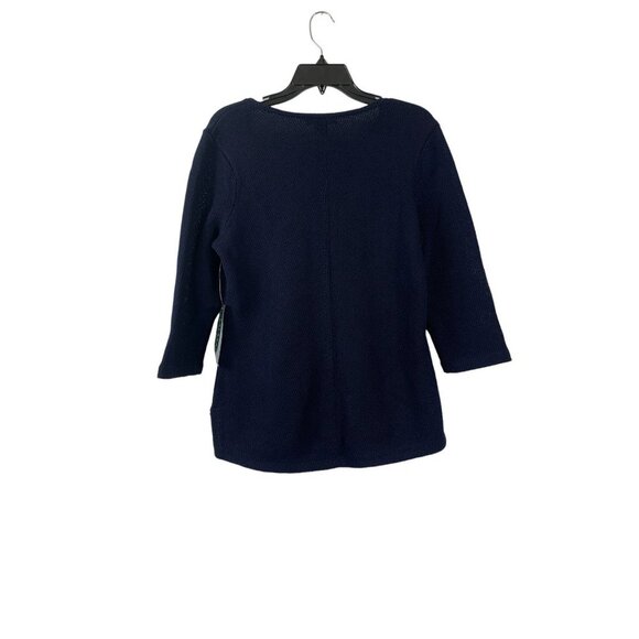 Lauren Ralph Lauren Spring 2 Classics Navy Knitted Top - Picture 2 of 6